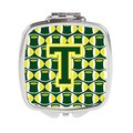 Carolines Treasures Letter T Football Green and Yellow Compact Mirror CJ1075-TSCM